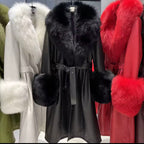 Luxe Fox Fur Leather Statement Coat