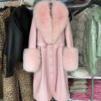Luxe Fox Fur Leather Statement Coat