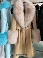 Luxe Fox Fur Leather Statement Coat