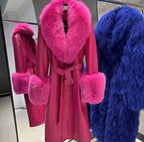 Luxe Fox Fur Leather Statement Coat