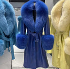 Luxe Fox Fur Leather Statement Coat