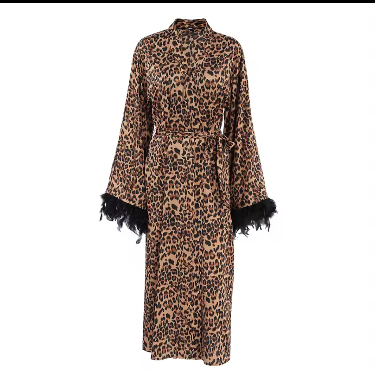 Leopard satin robe
