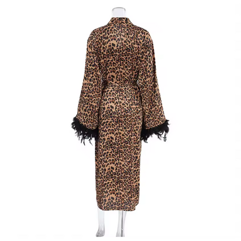 Leopard satin robe