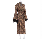 Leopard satin robe