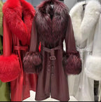 Luxe Fox Fur Leather Statement Coat